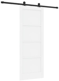 vidaXL Συρόμενη Πόρτα με Σετ Εξαρτημάτων Λευκή 78x202 cm Σταθερό Ξύλο Πεύκου