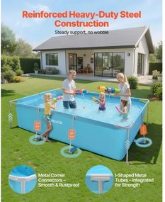 VEVOR Steel Frame Above Ground Swimming Pool 118 x 78 x 30 in Rectangular Blue