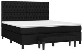 Κρεβάτι Boxspring με Στρώμα Μαύρο 180x200 εκ. Υφασμάτινο - Μαύρο