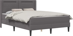 vidaXL Σκελετός κρεβατιού με στρώμα Γκρι 120 x 190 cm Τεχνητό Δέρμα