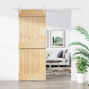 vidaXL Συρόμενη Πόρτα Φυσικό και Λευκό 80 x 210 cm