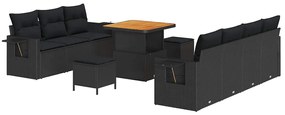 vidaXL Σετ Καναπέ Κήπου με μαξιλάρι με αποθήκευση 10 pcs Μαύρο