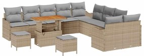 vidaXL Σετ Καναπέ Κήπου 13 pcs Μπεζ, Ανοιχτό Γκρι 90 x 55 x 71 cm