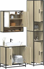 vidaXL Σετ Επίπλων Μπάνιου 3 Τεμαχίων Sonoma Δρυς Επεξεργασμένο Ξύλο