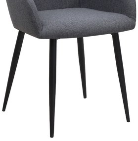 Πολυθρόνα τραπεζαρίας Monica Megapap γκρι ύφασμα - μεταλλικό μαύρο πόδι 54x57x84εκ.