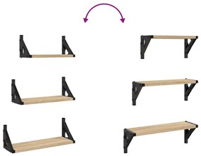 vidaXL Ράφια Τοίχου Σετ 3 Τεμαχίων Sonoma Δρυς από Επεξεργασμένο Ξύλο