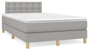 VidaXL Κρεβάτι Boxspring με Στρώμα & LED Αν.Γκρι 120x190εκ. Υφασμάτινο