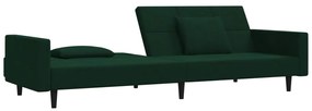 vidaXL Καναπές Κρεβάτι Διθέσιος Σκ. Πράσινο Βελούδινος & 2 Μαξιλάρια