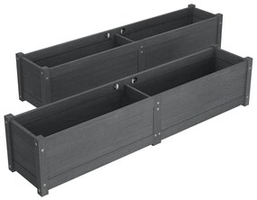 vidaXL Ζαρντινιέρες Υπερυψωμ. 2 τεμ. Γκρι 150x31x31εκ. από Μασίφ Πεύκο