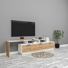 Stewehome Έπιπλο τηλεόρασης mdf με ράφι Λευκό 70x24x10 cm