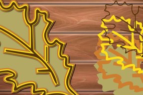 Σετ των 2 Intra απο ξύλο plywood 3mm-4mm πάχος 3D Layered Autumn Leaf Δίασταση 15x15 cm INTRAFABR-16969430