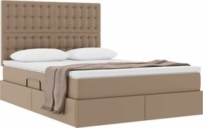 vidaXL Κρεβάτι Αποθήκης Καπουτσίνο 140 x 190 cm Τεχνητό Δέρμα