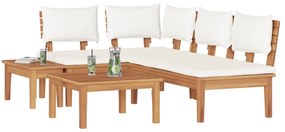 vidaXL Σετ Παγκάκι Κήπου 4 pcs Καφέ και Κρέμα 2 θέσεων Μέγεθος: Μεσαίο