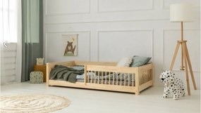 Kρεβάτι Παιδικό Montessori  Mila CPW  με κάγκελα  σε Φυσικό  Ξύλο  100×200cm  Adeko