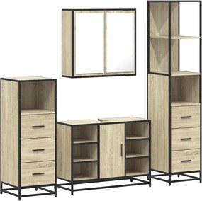 vidaXL Σετ Επίπλων Μπάνιου 4 Τεμαχίων Sonoma Δρυς Επεξεργασμένο Ξύλο