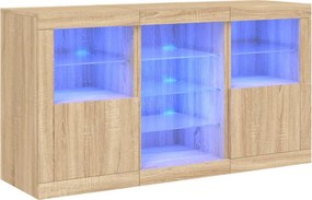 vidaXL Μπουφές με LED Sonoma Δρυς 123 x 37 x 67 εκ.