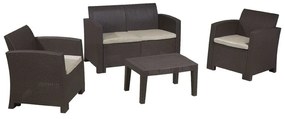 SAVANNA Set Σαλόνι Κήπου Βεράντας K/D, PP-UV Καφέ Μαξιλάρια Grey-White Table Sofa 2Seater 2 Armchairs Ε352,2