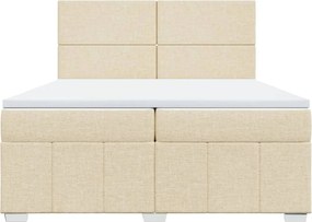 vidaXL Κρεβάτι Boxspring με Στρώμα Κρεμ 200x200 εκ. Υφασμάτινο