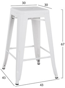ΣΚΑΜΠΟ ΜΕΣΑΙΟΥ ΥΨΟΥΣ ΜΕΤΑΛΛΙΚΟ MELITA-PRO HM8573.41 ΛΕΥΚΟ ΜΑΤ 43x43x67Υεκ. (1 Τεμμάχια)