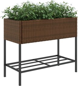 vidaXL Γλάστρες Κήπου με Ράφια 2 τεμ. Καφέ 90x40x75εκ Συνθ. Ρατάν