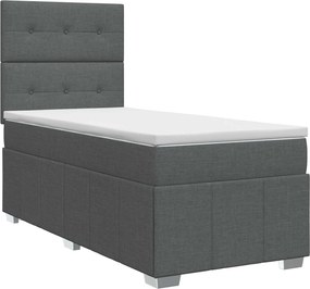 vidaXL Κρεβάτι box spring με στρώμα Σκούρο Γκρι 80 x 200 cm Ύφασμα