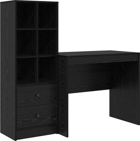 vidaXL Γραφείο με συρτάρι με ράφι με αποθήκευση 2 pcs Μαύρη Οξυά