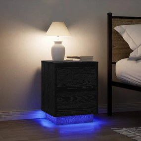 vidaXL Κομοδίνα με φώτα LED 2 τεμάχια Μαύρο 38x34x50 cm