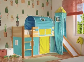 Παιδικό κρεβάτι υπερυψωμένο με τσουλήθρα Dream φυσικό οξιά