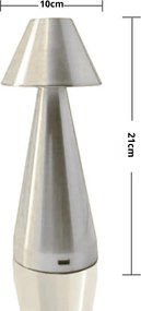 Επιτραπέζιο Διακοσμητικό Φωτιστικό LED Μπαταρίας 21x10cm - Ασημί