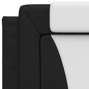 Πλαίσιο Κρεβατιού Κεφαλάρι Μαύρο/Λευκό 80x200εκ Συνθετικό Δέρμα - Μαύρο