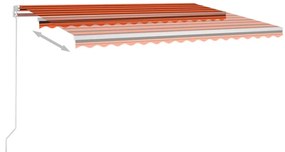 vidaXL Τέντα Συρόμενη Χειροκίνητη με LED Πορτοκαλί/Καφέ 450 x 350 εκ.