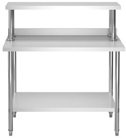 vidaXL Τραπέζι Εργασίας Κουζίνας με Ράφι 120x60x120 εκ. Ανοξ. Ατσάλι