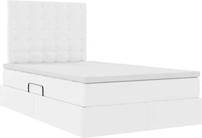 vidaXL Κρεβάτι Αποθήκης με στρώμα Λευκό 120 x 190 cm Τεχνητό Δέρμα
