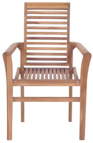 vidaXL Καρέκλες Τραπεζαρίας 8 τεμ. Μασίφ Ξύλο Teak & Κόκκινα Μαξιλάρια