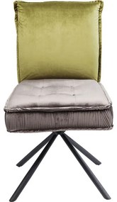 Καρέκλα Chelsea Βελούδο Καφέ-Πράσινο 50x60x91εκ - Γκρι
