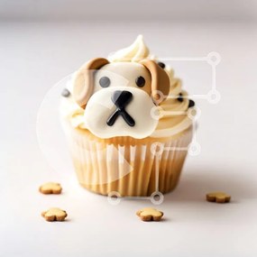 Intra Συλλεκτικό Ξύλινο Παζλ Plywood  4mm - Αξιολάτρευτο Cupcake για πρόσωπο σκύλου Σε Ξύλινο Κουτί - Διαστάσεις: 10x10 cm – 25 κομμάτια