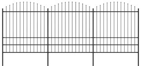 vidaXL Φράχτης Κήπου με Κορυφή Δόρυ Μαύρος Ατσάλινος 537 x 200 εκ.