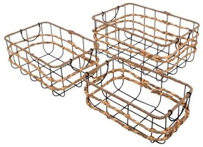 Καλάθια Διακοσμητικά (Σετ 3Τμχ) 374-124-039 Black-Beige Metal,Wicker