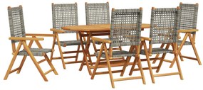 vidaXL σετ τραπεζαρίας κήπου 7 τεμαχίων σε γκρι από ακακία και πολυρατάν