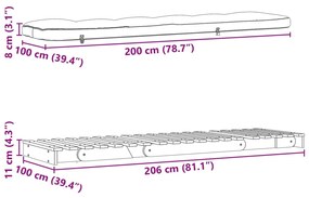 ΚΑΝΑΠΕΣ ΚΡΕΒΑΤΙ FUTON/ΣΤΡΩΜΑ 100X206X11 ΕΜΠΟΤΙΣΜΕΝΟ ΞΥΛΟ ΠΕΥΚΟΥ 846770