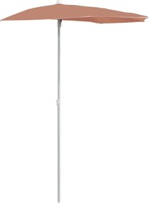 vidaXL Ομπρέλα Κήπου Μισή με Ιστό Τερακότα 180 x 90 εκ.
