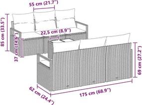 vidaXL Σετ Καναπέ 7 τμχ. 6-Αριθμός καθισμάτων Μαύρο και Κρέμα