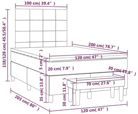 Κρεβάτι Boxspring με Στρώμα Σκούρο Μπλε 120x200 εκ. Βελούδινο - Μπλε