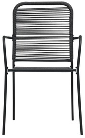 Καρέκλες Κήπου 4 τεμ. Μαύρες από Βαμβακερό Σχοινί / Ατσάλι - Μαύρο