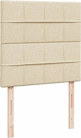 vidaXL Κρεβάτι Boxspring με Στρώμα Κρεμ 90x200 εκ.Υφασμάτινο