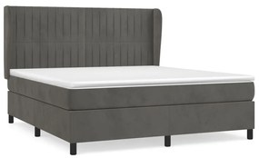 Κρεβάτι Boxspring με Στρώμα Σκούρο Γκρι 180x200 εκ. Βελούδινο - Γκρι