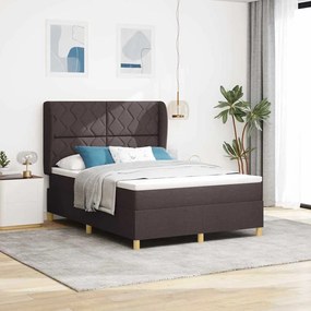 VidaXL Κρεβάτι Box Spring με Στρώμα Σκούρο Καφέ 140x200 εκ. Ύφασμα