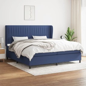 vidaXL Κρεβάτι Boxspring με Στρώμα Μπλε 200x200 εκ. Υφασμάτινο