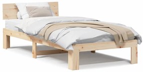 vidaXL Σκελετός Κρεβατιού Καφέ 75 x 190 cm Μασίφ ξύλο πεύκου