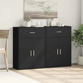 vidaXL Βοηθητικά Ντουλάπια 2 τεμ. Μαύρο 60x30x84 εκ. Επεξεργ. Ξύλο